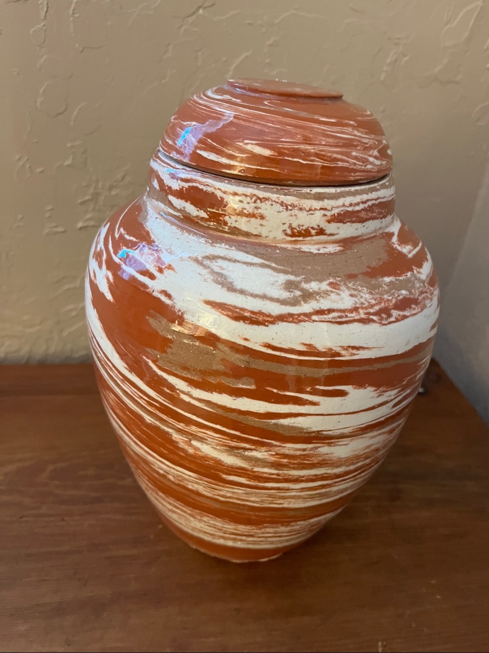SEDONA Handcrafted Marbled Clay Pattern Lidded Jar